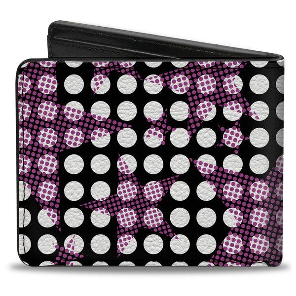 Buckle-Down Bi-Fold Wallet - Eighties Stars1 Black White Fuchsia