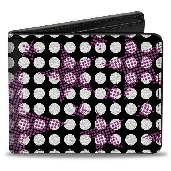 Buckle-Down Bi-Fold Wallet - Eighties Stars1 Black White Fuchsia