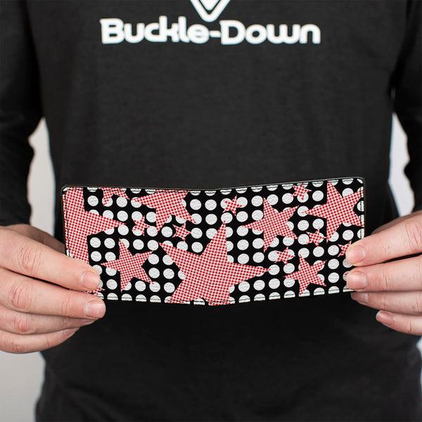 Buckle-Down Bi-Fold Wallet - Eighties Stars2 Black White Red