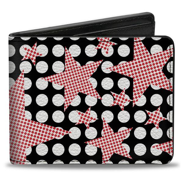 Buckle-Down Bi-Fold Wallet - Eighties Stars2 Black White Red