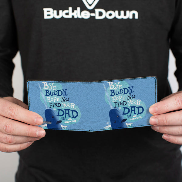 Buckle-Down Bi-Fold Wallet - Elf Quote BYE BUDDY MR. NARWAHL Quote Blues White