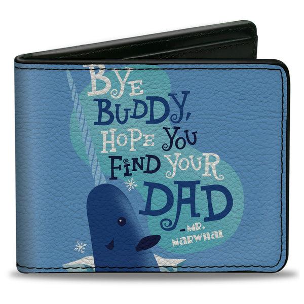 Buckle-Down Bi-Fold Wallet - Elf Quote BYE BUDDY MR. NARWAHL Quote Blues White