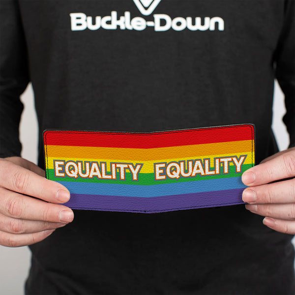 Buckle-Down Bi-Fold Wallet - EQUALITY Stripe Rainbow White