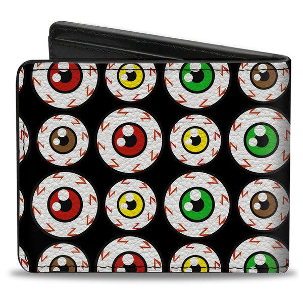 Buckle-Down Bi-Fold Wallet - Eyeballs Black Multi Color