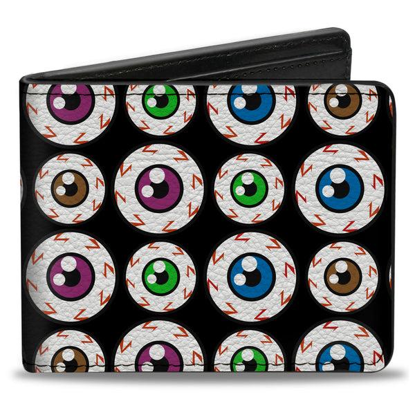 Buckle-Down Bi-Fold Wallet - Eyeballs Black Multi Color