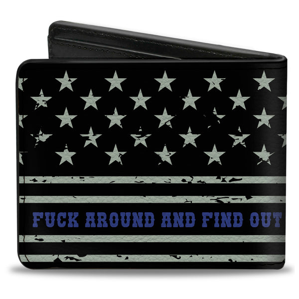 Buckle-Down Bi-Fold Wallet - FAFO FUCK AROUND AND FIND OUT Thin Blue Line Flag
