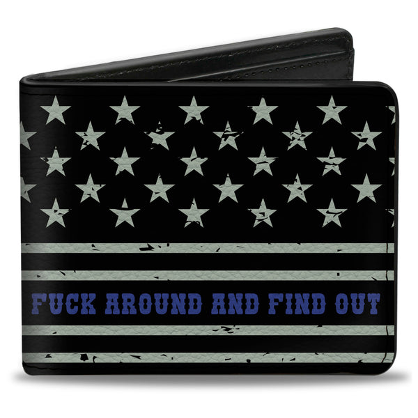 Buckle-Down Bi-Fold Wallet - FAFO FUCK AROUND AND FIND OUT Thin Blue Line Flag