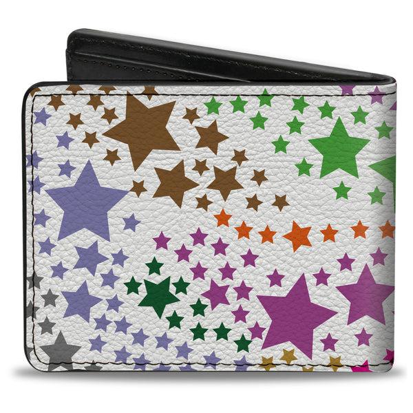 Buckle-Down Bi-Fold Wallet - Falling Stars White Multi Color