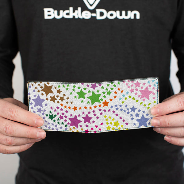 Buckle-Down Bi-Fold Wallet - Falling Stars White Multi Color