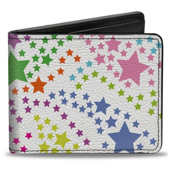 Buckle-Down Bi-Fold Wallet - Falling Stars White Multi Color