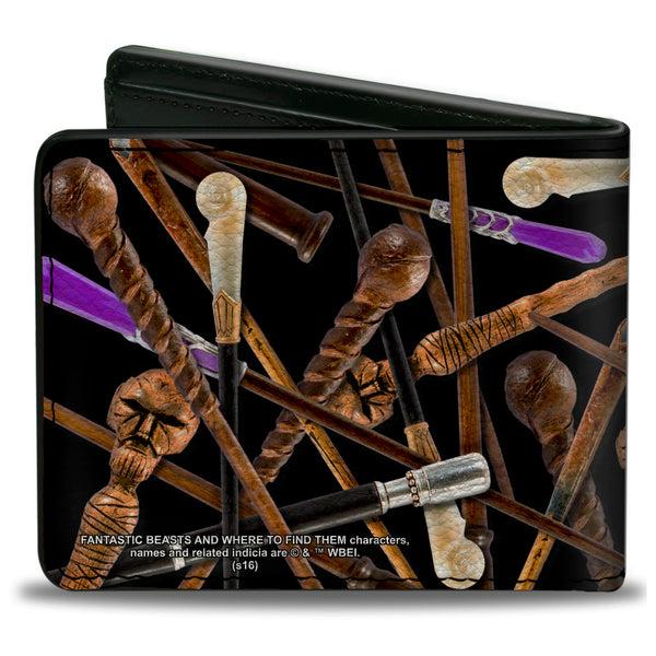 Buckle-Down Bi-Fold Wallet - Fantastic Beasts And Where To Find Them Wands Scattered