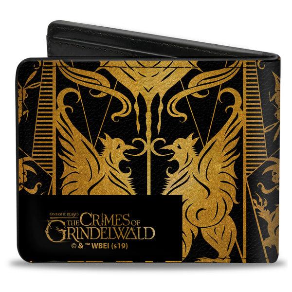 Buckle-Down Bi-Fold Wallet - Fantastic Beasts The Crimes Of Grindelwald Obscurus Book Binding CLOSE-UP Black Golds