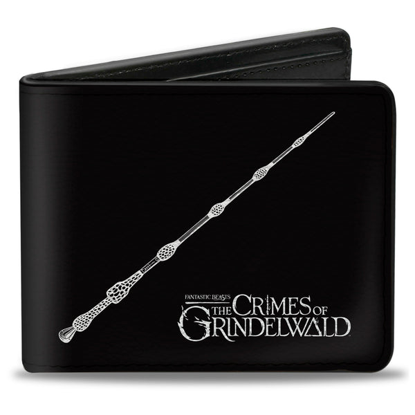 Buckle-Down Bi-Fold Wallet - Fantastic Beasts The Crimes of Grindelwald Elder Wand + 9-Wands Black White