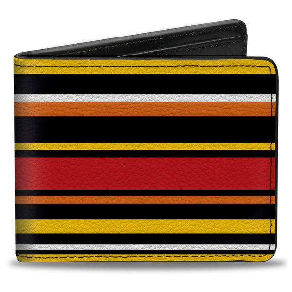 Buckle-Down Bi-Fold Wallet - Fine Stripes Balck Yellows Orange Red White