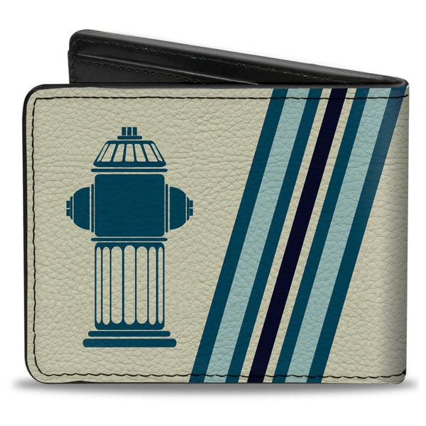 Buckle-Down Bi-Fold Wallet - Fire Hydrants Stripes Tan Blues Reds