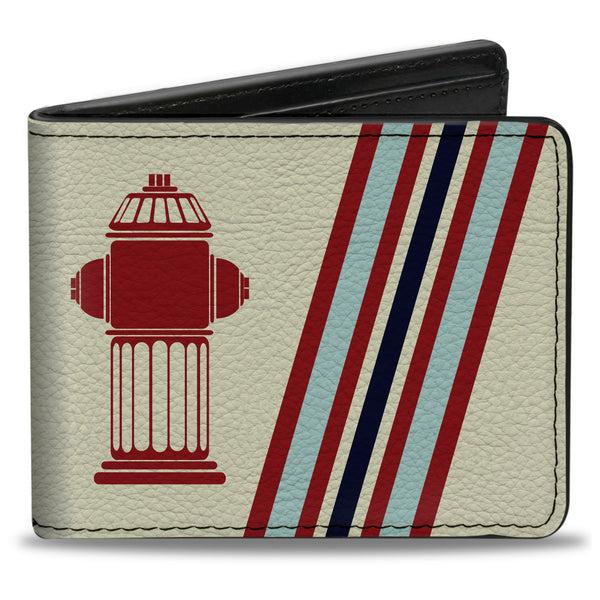Buckle-Down Bi-Fold Wallet - Fire Hydrants Stripes Tan Blues Reds