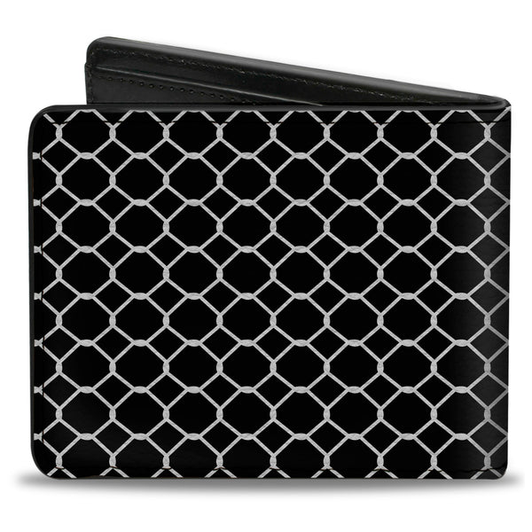 Buckle-Down Bi-Fold Wallet - Fishnet Stocking Black White