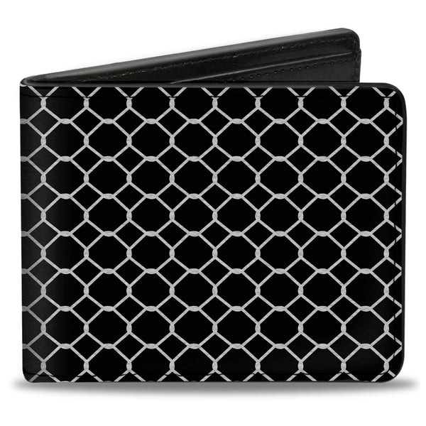 Buckle-Down Bi-Fold Wallet - Fishnet Stocking Black White