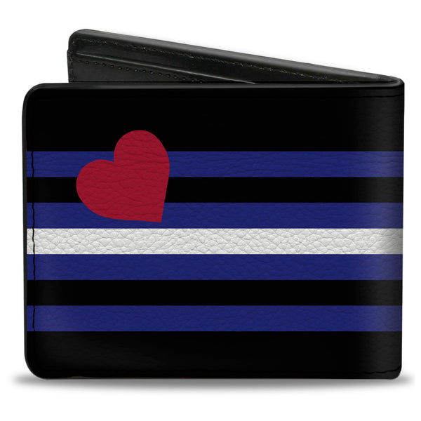 Buckle-Down Bi-Fold Wallet - Flag Leather Black Blue Red White