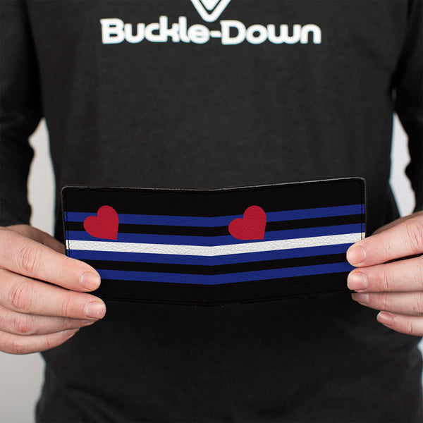 Buckle-Down Bi-Fold Wallet - Flag Leather Black Blue Red White