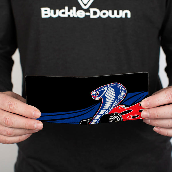 Buckle-Down Bi-Fold Wallet - Flaming Cobra Jet Black Blue White Red