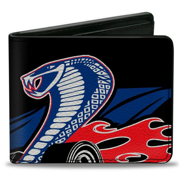 Buckle-Down Bi-Fold Wallet - Flaming Cobra Jet Black Blue White Red