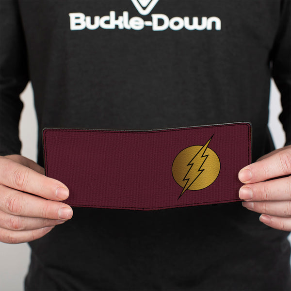 Buckle-Down Bi-Fold Wallet - Flash Logo12 Mesh Lattice Burgundy Black Gold