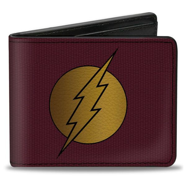 Buckle-Down Bi-Fold Wallet - Flash Logo12 Mesh Lattice Burgundy Black Gold