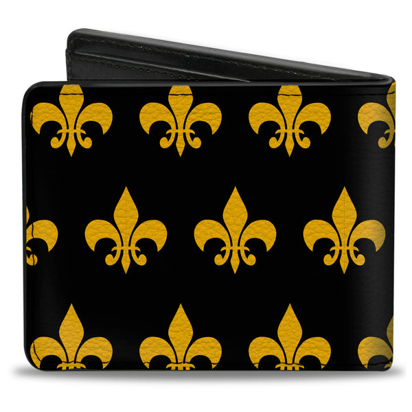 Buckle-Down Bi-Fold Wallet - Fleur-de-Lis Black Yellow