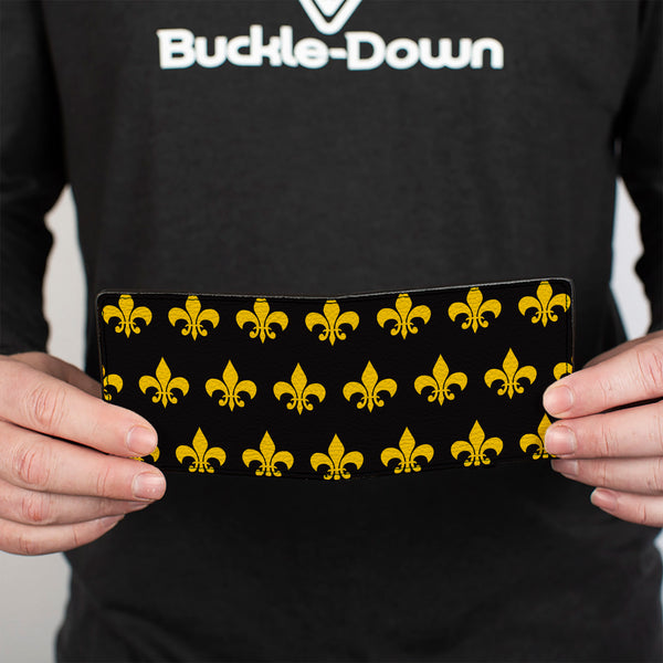 Buckle-Down Bi-Fold Wallet - Fleur-de-Lis Black Yellow