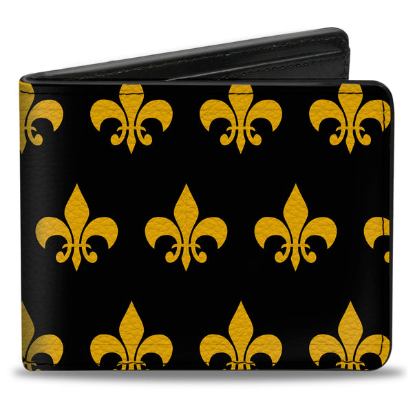 Buckle-Down Bi-Fold Wallet - Fleur-de-Lis Black Yellow