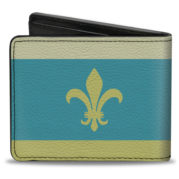 Buckle-Down Bi-Fold Wallet - Fleur-de-Lis2 Baby Blue Tan Lime Green
