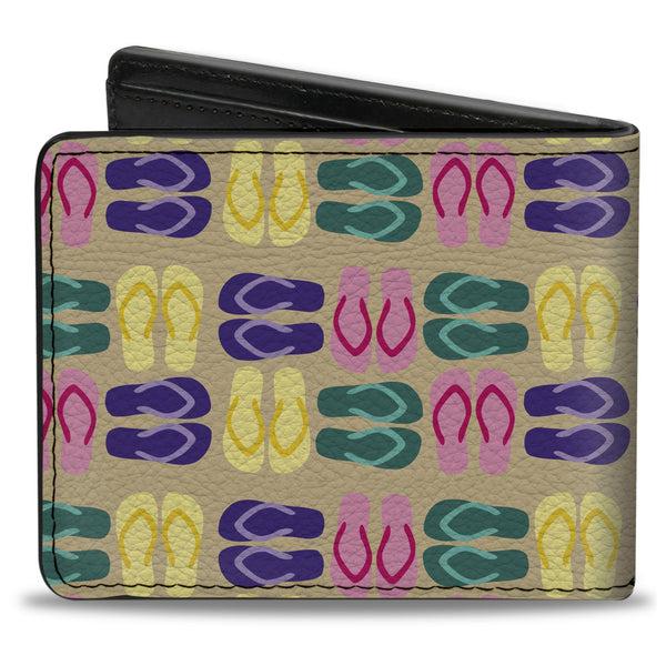 Buckle-Down Bi-Fold Wallet - Flip Flops4 Sand Multi Color
