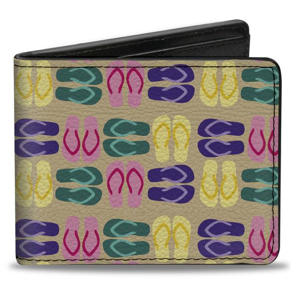 Buckle-Down Bi-Fold Wallet - Flip Flops4 Sand Multi Color