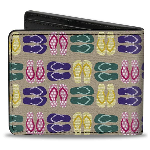 Buckle-Down Bi-Fold Wallet - Flip Flops6 Sand Multi Color