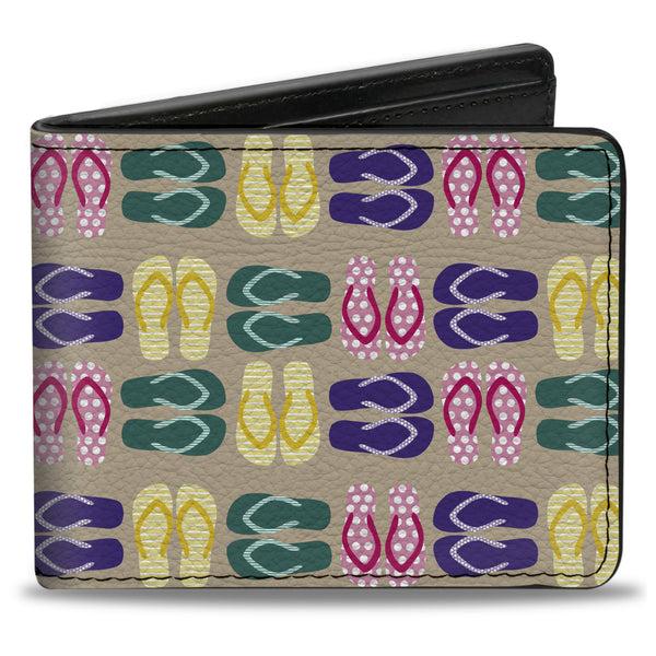 Buckle-Down Bi-Fold Wallet - Flip Flops6 Sand Multi Color
