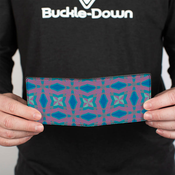 Buckle-Down Bi-Fold Wallet - Floral Kaleidoscope Blues Pinks