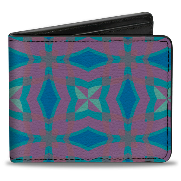 Buckle-Down Bi-Fold Wallet - Floral Kaleidoscope Blues Pinks
