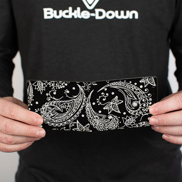 Buckle-Down Bi-Fold Wallet - Floral Paisley Black White