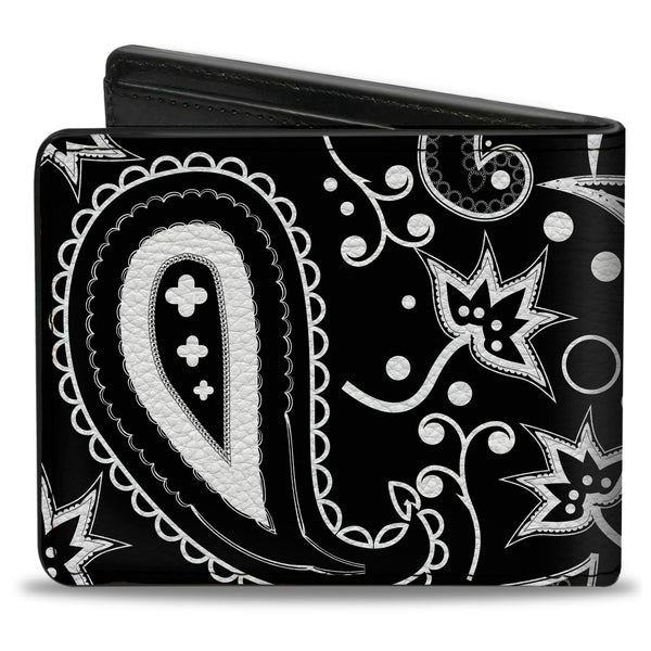 Buckle-Down Bi-Fold Wallet - Floral Paisley3 Black White