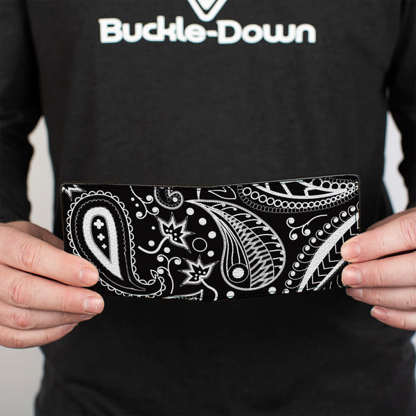 Buckle-Down Bi-Fold Wallet - Floral Paisley3 Black White