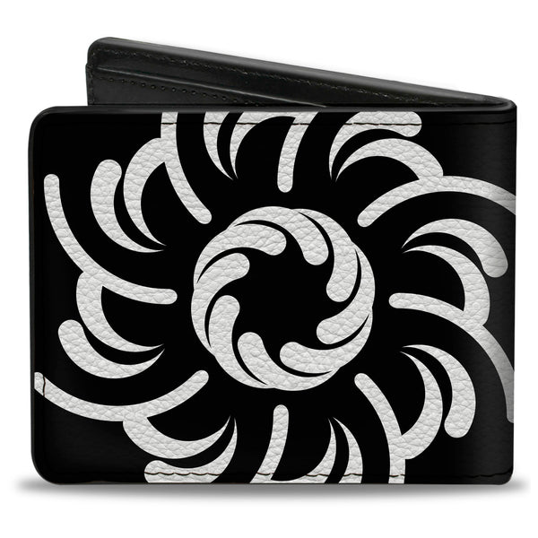 Buckle-Down Bi-Fold Wallet - Floral Pinwheel Black White