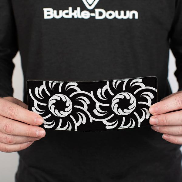Buckle-Down Bi-Fold Wallet - Floral Pinwheel Black White
