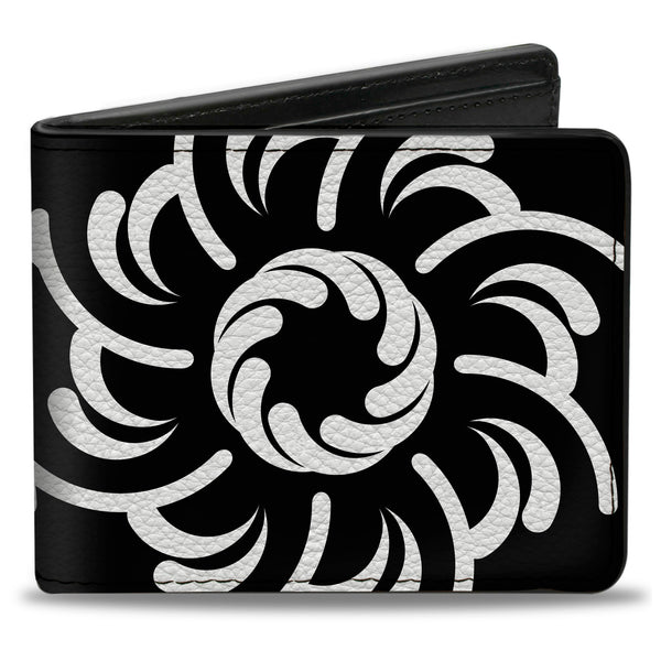 Buckle-Down Bi-Fold Wallet - Floral Pinwheel Black White
