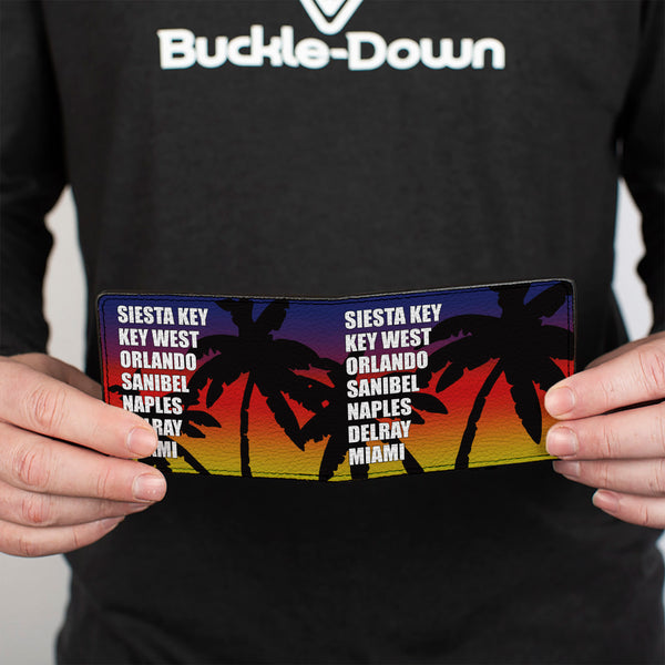 Buckle-Down Bi-Fold Wallet - Florida Cities Palm Tree Sunset White