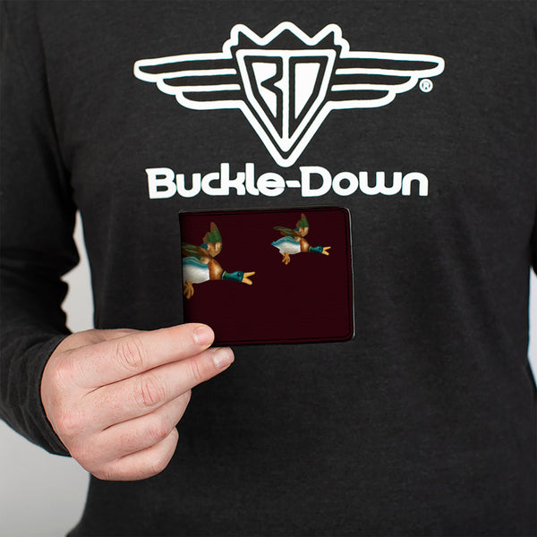 Buckle-Down Bi-Fold Wallet - Flying Mallards Burgundy