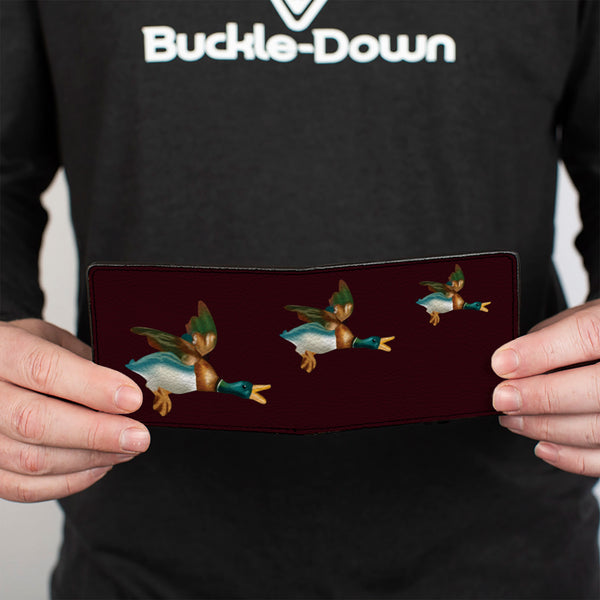 Buckle-Down Bi-Fold Wallet - Flying Mallards Burgundy