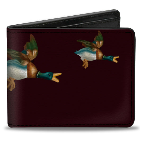 Buckle-Down Bi-Fold Wallet - Flying Mallards Burgundy