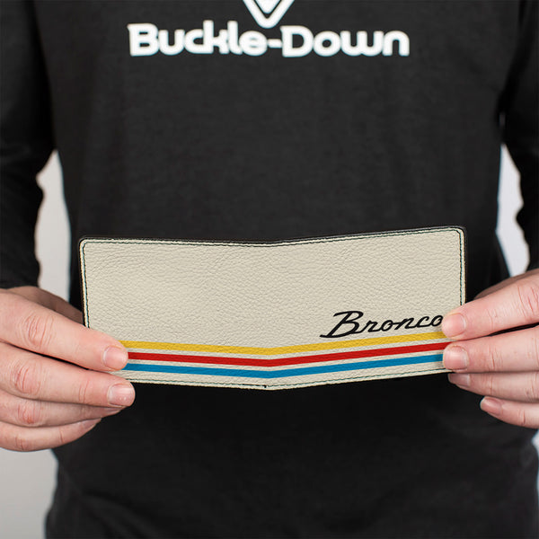 Buckle-Down Bi-Fold Wallet - Ford BRONCO Corner Script Stripe White/Multi Color