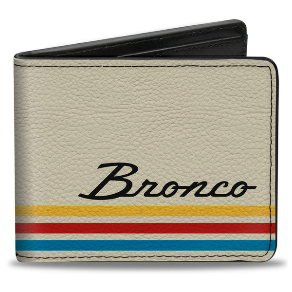 Buckle-Down Bi-Fold Wallet - Ford BRONCO Corner Script Stripe White/Multi Color